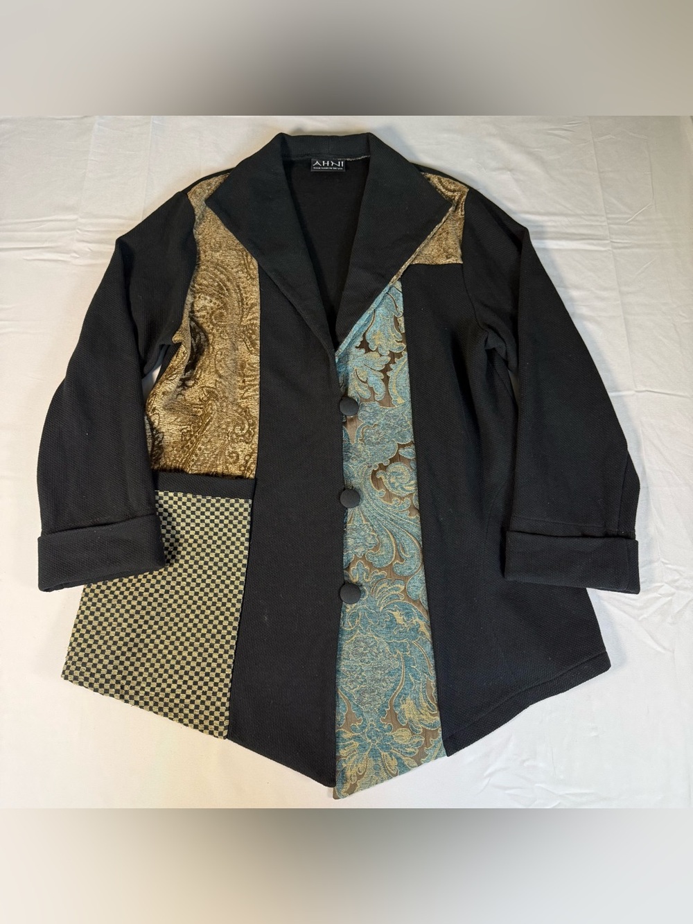 AHNI boho patchwork art-to-wear jacket size medium
